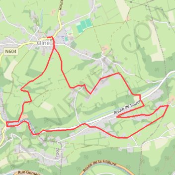 Trace GPS Olne - Nessonvaux -bois d olne, itinéraire, parcours