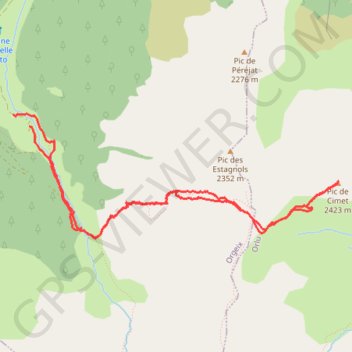Trace GPS Pic de Cimet, itinéraire, parcours