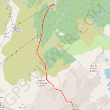 Trace GPS Pic des Cabottes, itinéraire, parcours