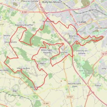 Trace GPS Grand Trail Nocturne des hauts de France 2021 61 km, itinéraire, parcours