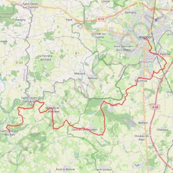 Trace GPS Alençon / St-Léonard-des-Bois, itinéraire, parcours