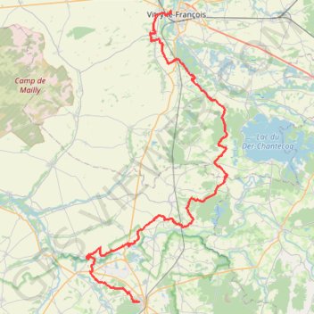Trace GPS Vitry-le-François - Brienne-le-Château (Via Francigena), itinéraire, parcours