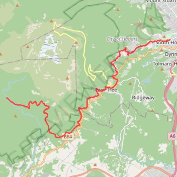 Trace GPS South Hobart - Wellington Park - Pipeline Track, itinéraire, parcours