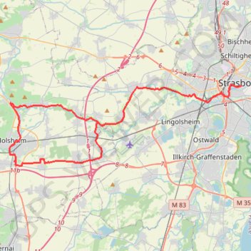 Trace GPS Circuit du canal de la Bruche à Strasbourg - Molsheim, itinéraire, parcours