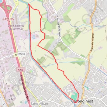 Trace GPS Le long de l'Hers à Castelginest, itinéraire, parcours