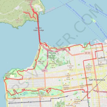 Trace GPS San Francisco MTB Loop, itinéraire, parcours