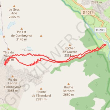 Trace GPS Col des Jumelles Sud, par le Vallon du Fontenil (Ecrins), itinéraire, parcours