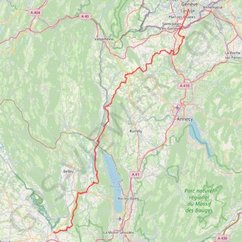 Trace GPS GR65 De Genève (Suisse) à Saint Genix-sur-Guiers (Savoie), itinéraire, parcours