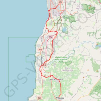 Trace GPS Willunga - Marion, itinéraire, parcours