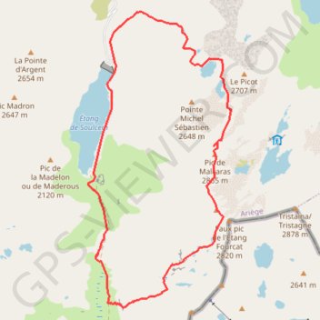 Trace GPS Pic de Malcaras - pic de l'Étang Fourcat depuis le barrage de Soulcem, itinéraire, parcours