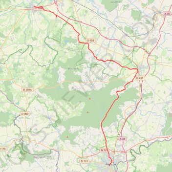 Trace GPS Voie 2ème DB : Alençon - Sées - Ecouché, itinéraire, parcours