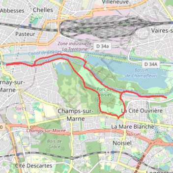 Trace GPS 2013-05-16Torcy Noseil Champs sur marne, itinéraire, parcours