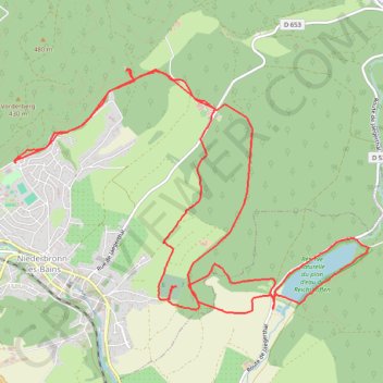 Trace GPS Sur les hauteurs de Niederbronn, vers le plan d'eau de Wolfartshoffen, itinéraire, parcours