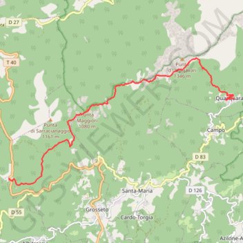 Trace GPS Mare a Mare Centre - de Quasquara au Col Saint-Georges, itinéraire, parcours