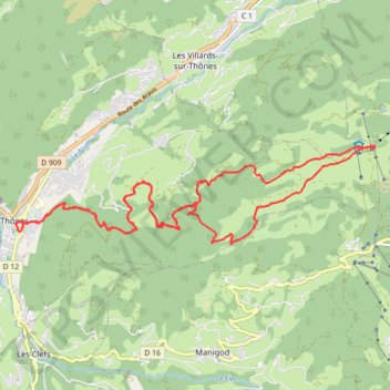 Trace GPS Beauregard, à partir de Thônes, itinéraire, parcours