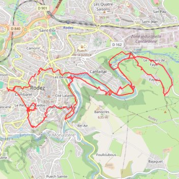 Trace GPS Dans Rodez, itinéraire, parcours