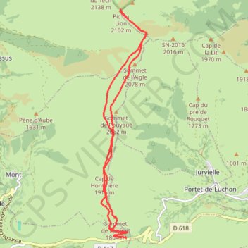 Trace GPS Pic du Lion depuis le Col de Peyresourde, itinéraire, parcours