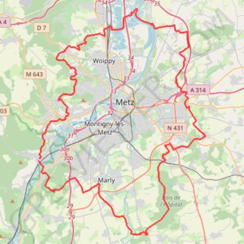 Trace GPS Tour de Metz (Moselle), itinéraire, parcours