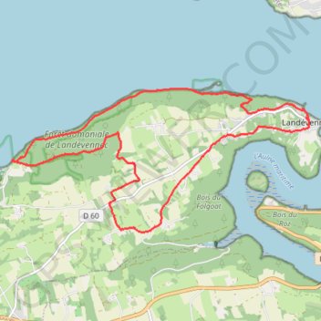 Trace GPS Crozon, le tour de Landévennec, grand parcours, itinéraire, parcours