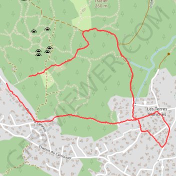 Trace GPS Circuit autour des Terres Blanches à Roquefort les Pins, itinéraire, parcours