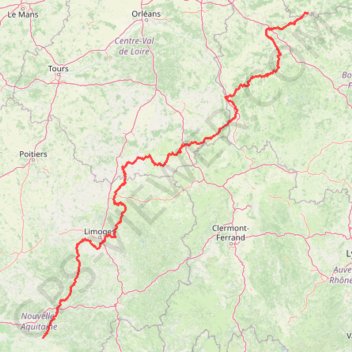 Trace GPS GR 654 - Le chemin vers Saint-Jacques-de-Compostelle via Vézelay, itinéraire, parcours