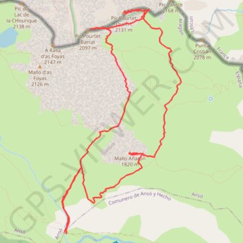 Trace GPS Mallo Anaron, Pourtet Ouvert, Pourtet Barrat desde Garrinza, itinéraire, parcours