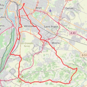 Trace GPS Lyon Sud Long, itinéraire, parcours