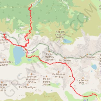 Trace GPS Col d'Aoube - lac Bleu - Chiroulet, itinéraire, parcours