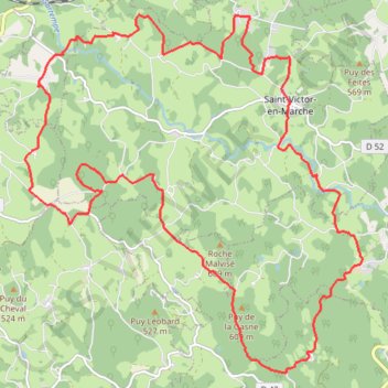 Trace GPS Circuit 5 Le Rocher de la femme perdue - Espace Trail des Monts de Guéret, itinéraire, parcours