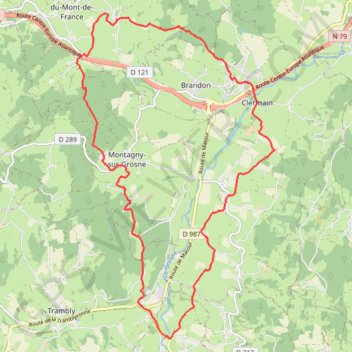 Trace GPS Boucle autour de Clermain, itinéraire, parcours