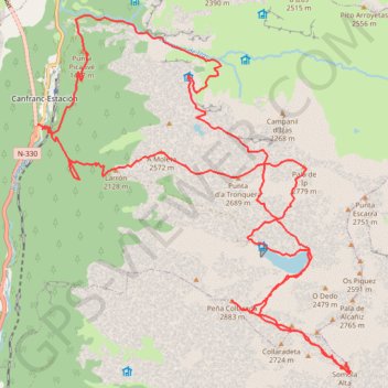 Trace GPS Moléta - Tronquéra - Pala de Ip - Collarada - Névéra - cirque de Saman, itinéraire, parcours