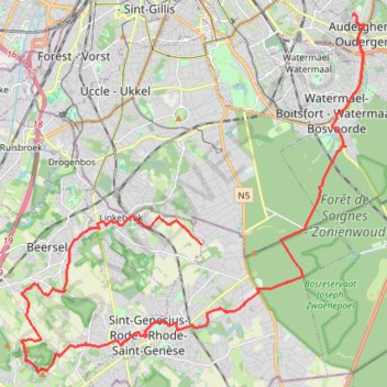 Trace GPS Linkebeek -, itinéraire, parcours