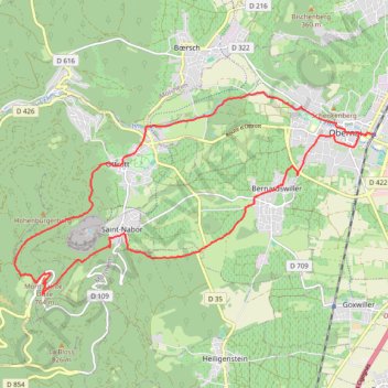 Trace GPS Obernai gare - Mont Saint-Odile, itinéraire, parcours