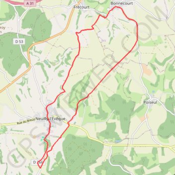 Trace GPS Marche nordique Neuilly-L'Evêque, itinéraire, parcours