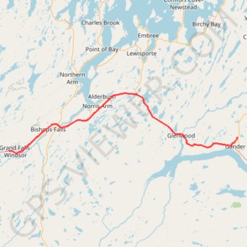Trace GPS Grand Falls-Windsor - Gander, itinéraire, parcours