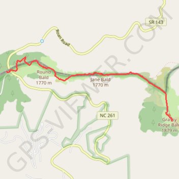Trace GPS Grassy Ridge Bald via Appalachian Trail, itinéraire, parcours