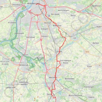 Trace GPS Anvers - Elewijt, itinéraire, parcours