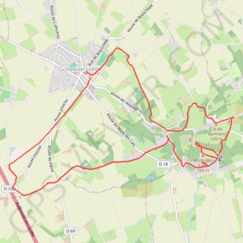 Trace GPS Circuit du Sentier des Katts - Godewaersvelde, itinéraire, parcours