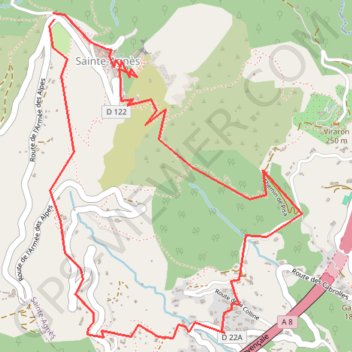 Trace GPS Sainte-Agnès - Colline, itinéraire, parcours