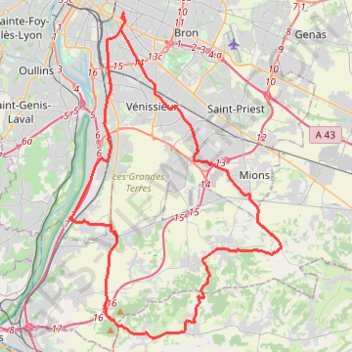 Trace GPS Lyon Sud Court, itinéraire, parcours