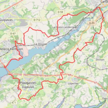 Trace GPS Randonnée du Pont Albert Louppe à Landerneau, itinéraire, parcours