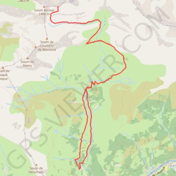 Trace GPS Col Arrouy 2399 versant Sers, itinéraire, parcours