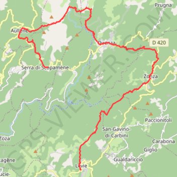 Trace GPS Mare a Mare Sud - De Levie à Serra di Scopamena par Quenza et Aullène, itinéraire, parcours