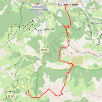 Trace GPS Route from Col d'Allos (2247 m) to Barcelonnette, itinéraire, parcours