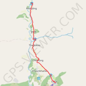 Trace GPS Jour1 Lukla Phakding, itinéraire, parcours