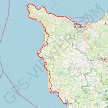 Trace GPS Randonnée de Cherbourg à Portbail par le GR 223, itinéraire, parcours