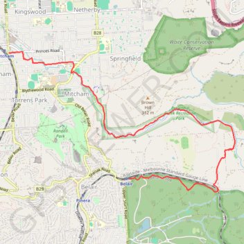 Trace GPS Belair National Park - Brownhill Creek, itinéraire, parcours