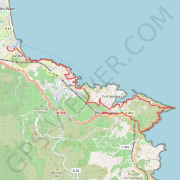 Trace GPS Le sentier du littoral de Port Argeles à Port Vendres, itinéraire, parcours