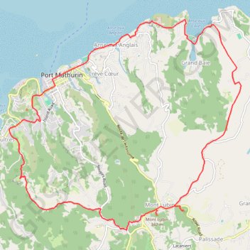 Trace GPS RandoPitons.re #1582 - RODR - La boucle du Mont Lubin depuis Port Mathurin, itinéraire, parcours