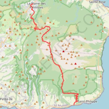 Trace GPS Saint Philippe - Plaine des Palmistes, itinéraire, parcours